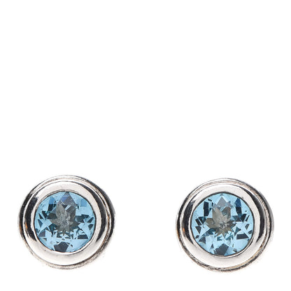 John Hardy Sterling Silver Blue Topaz Batu Bedeg Round Earrings 1 of 4