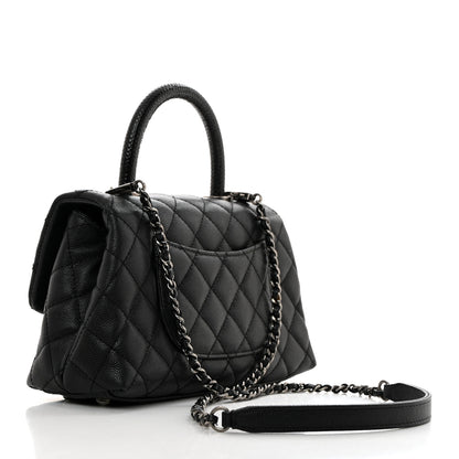 Chanel Caviar Lizard Quilted Mini Coco Handle Flap Black 2 of 10