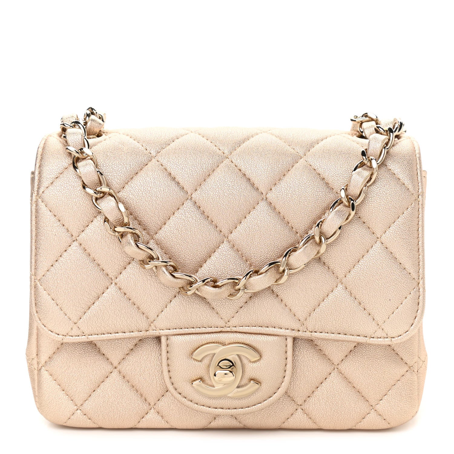 Chanel Metallic Lambskin Quilted Mini Square Flap Gold 1 of 9