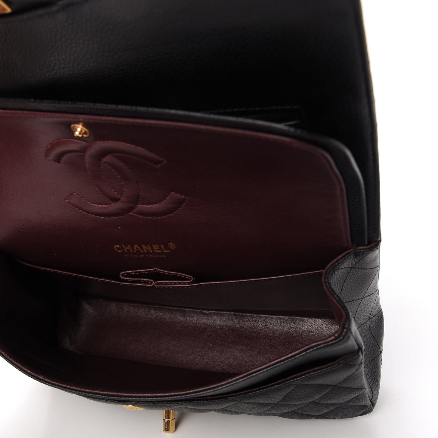 Caviar Quilted Medium Double Flap Black