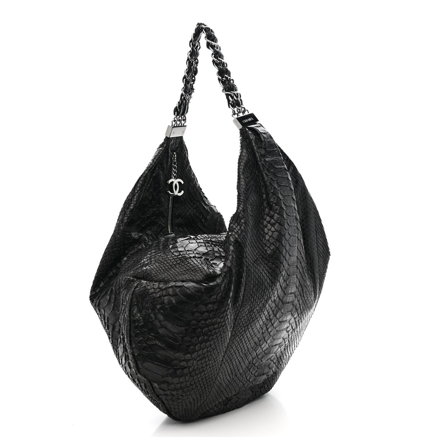 Snakeskin Rock and Chain Hobo Black