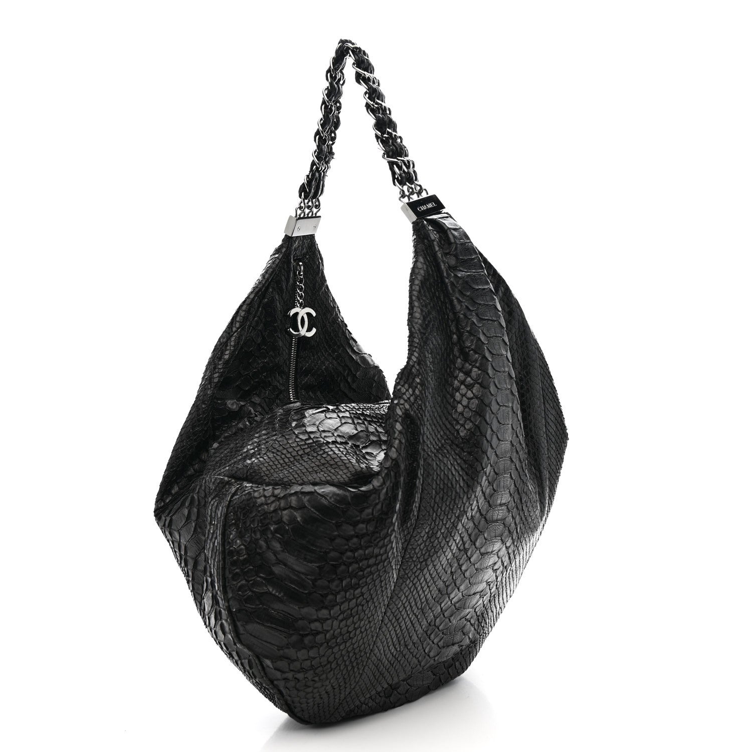 Chanel Snakeskin Rock and Chain Hobo Black 2 of 12