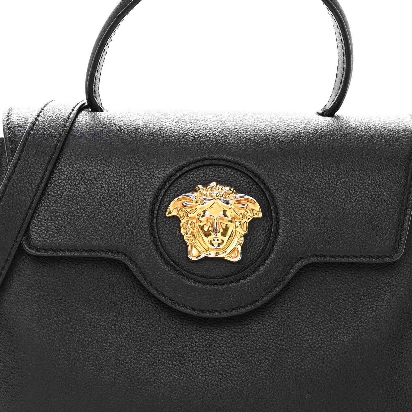 Calfskin Medium La Medusa Top Handle Handbag Black