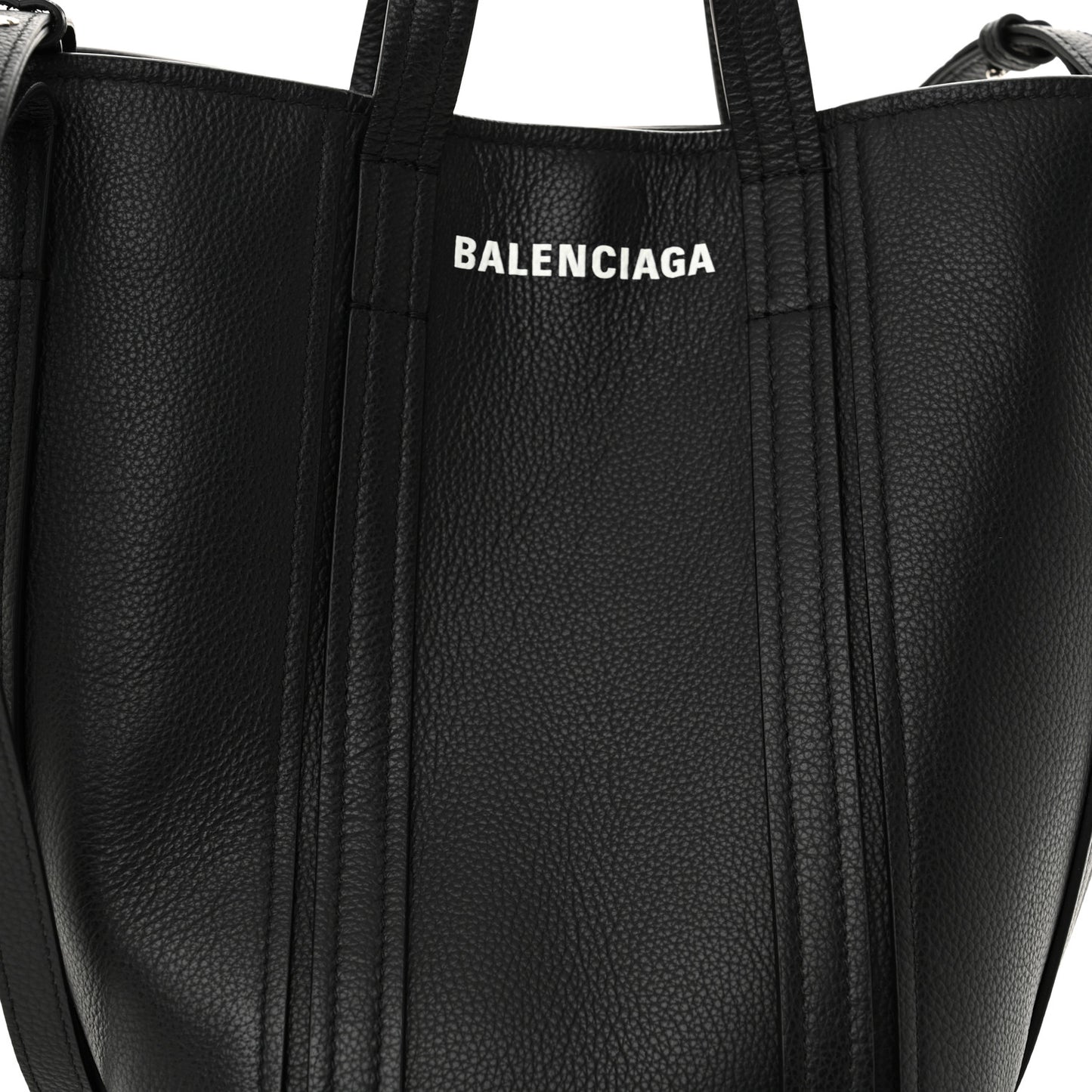 Grained Calfskin Small Everyday North South Shoulder Tote Bag Black