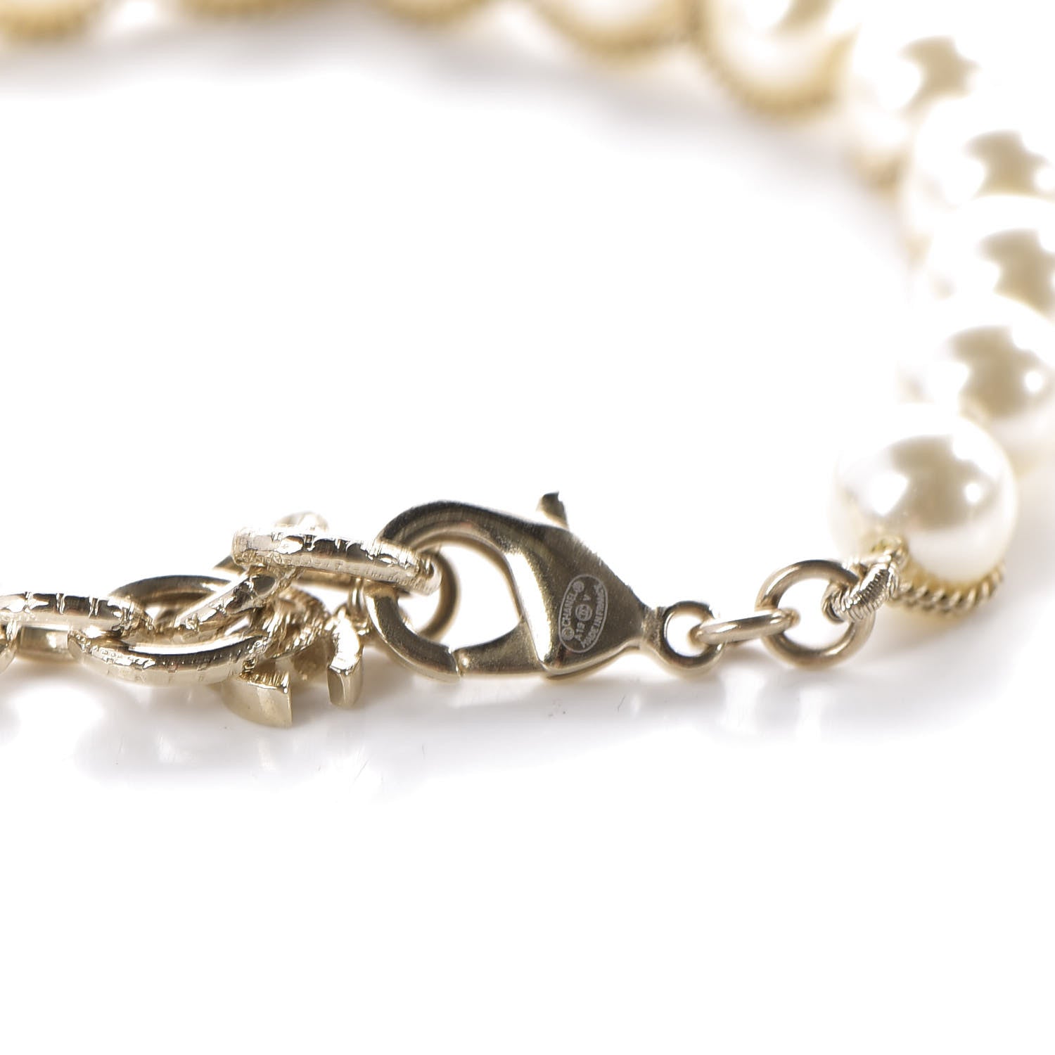 Chanel Crystal Pearl CC Bracelet Gold 3 of 6