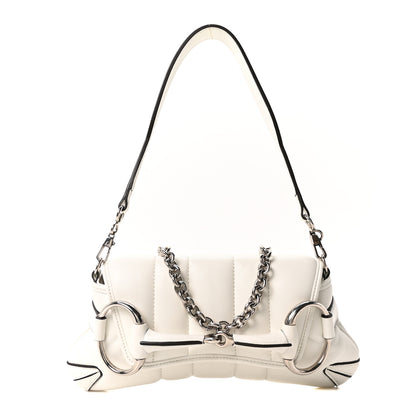 Gucci Nappa Vertical Matelasse Small Maxi Horsebit Chain Shoulder Bag Great White 1 of 10
