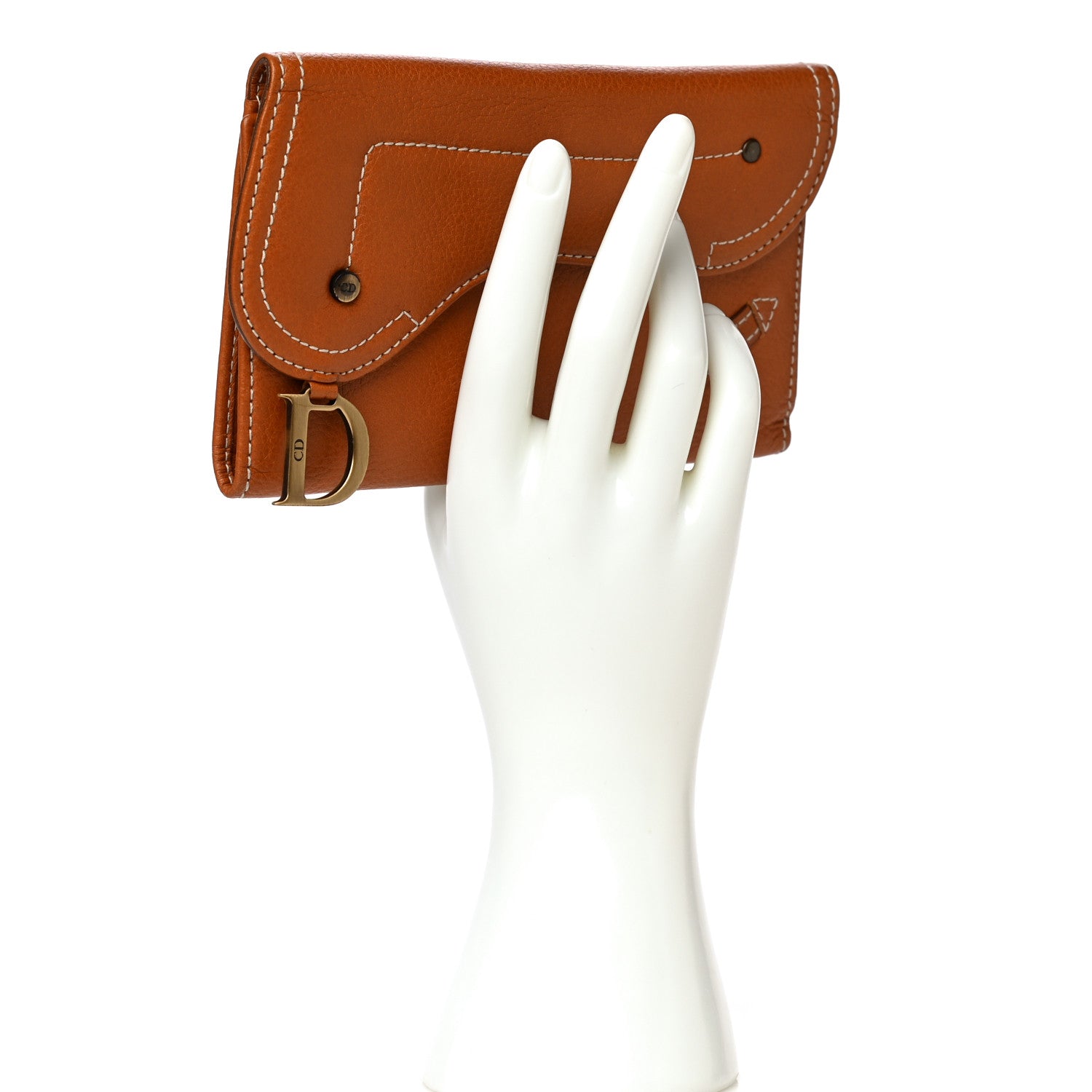 Christian Dior Calfskin Saddle Wallet Brown 2 of 13