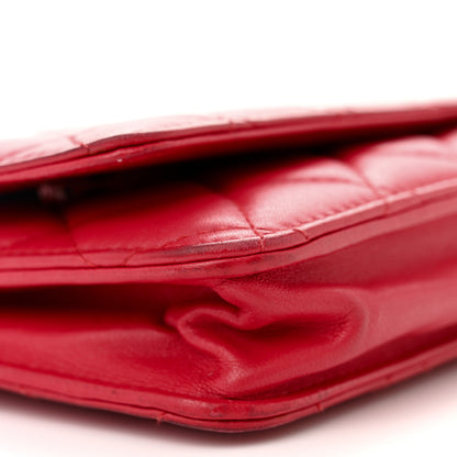 Chanel Lambskin Quilted Wallet On Chain WOC Red 9 of 18