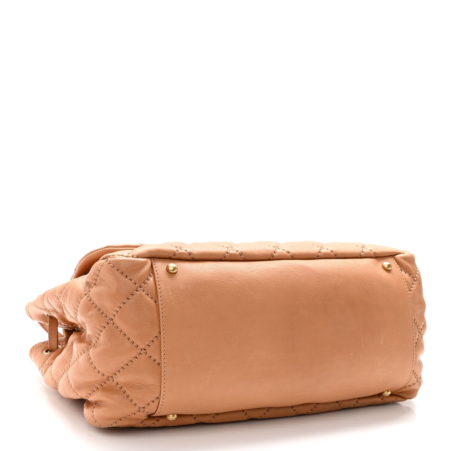 Calfskin Quilted Jumbo Retro Chain Accordion Flap Dark Beige