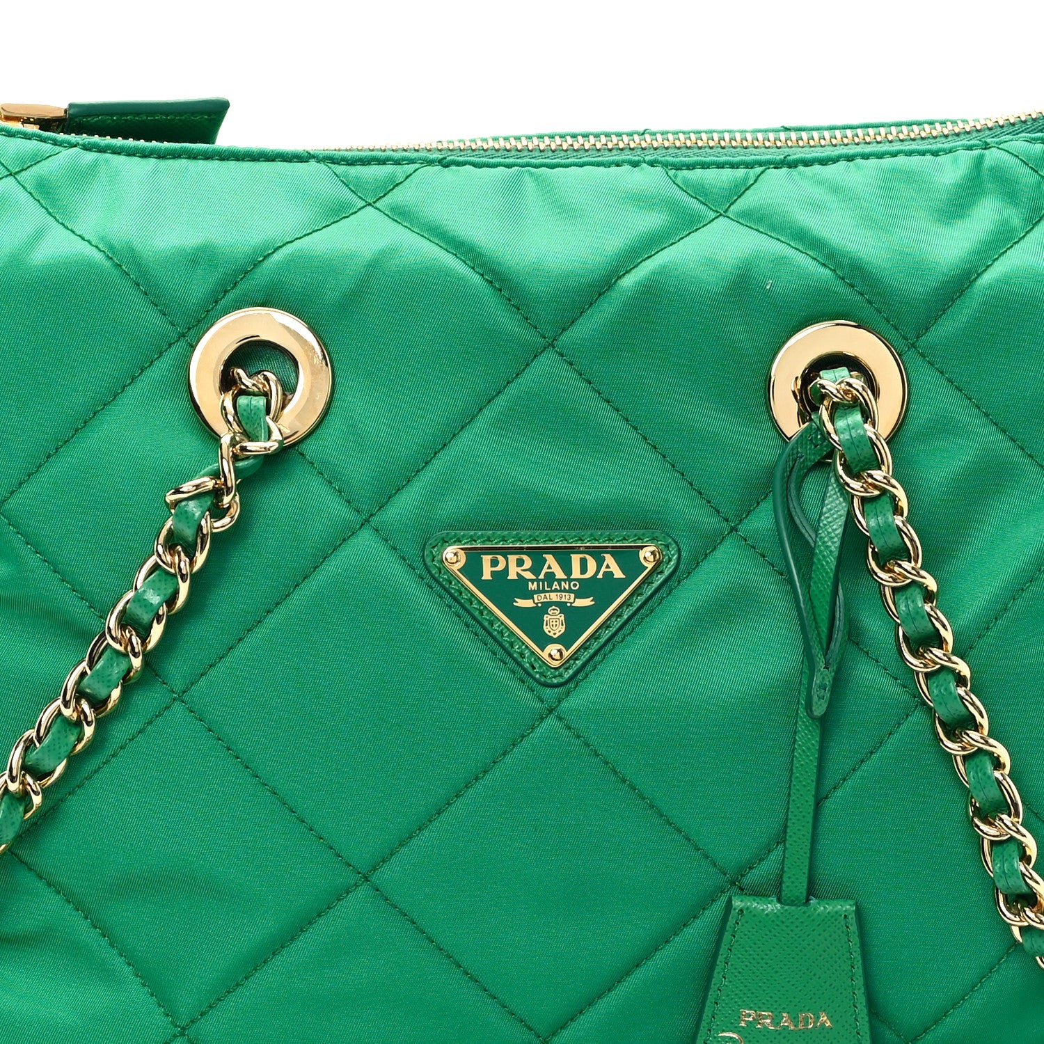 Prada Re-Nylon Saffiano Stitched Re-Edition 1995 Chaine Shoulder Bag Menta 8 of 10