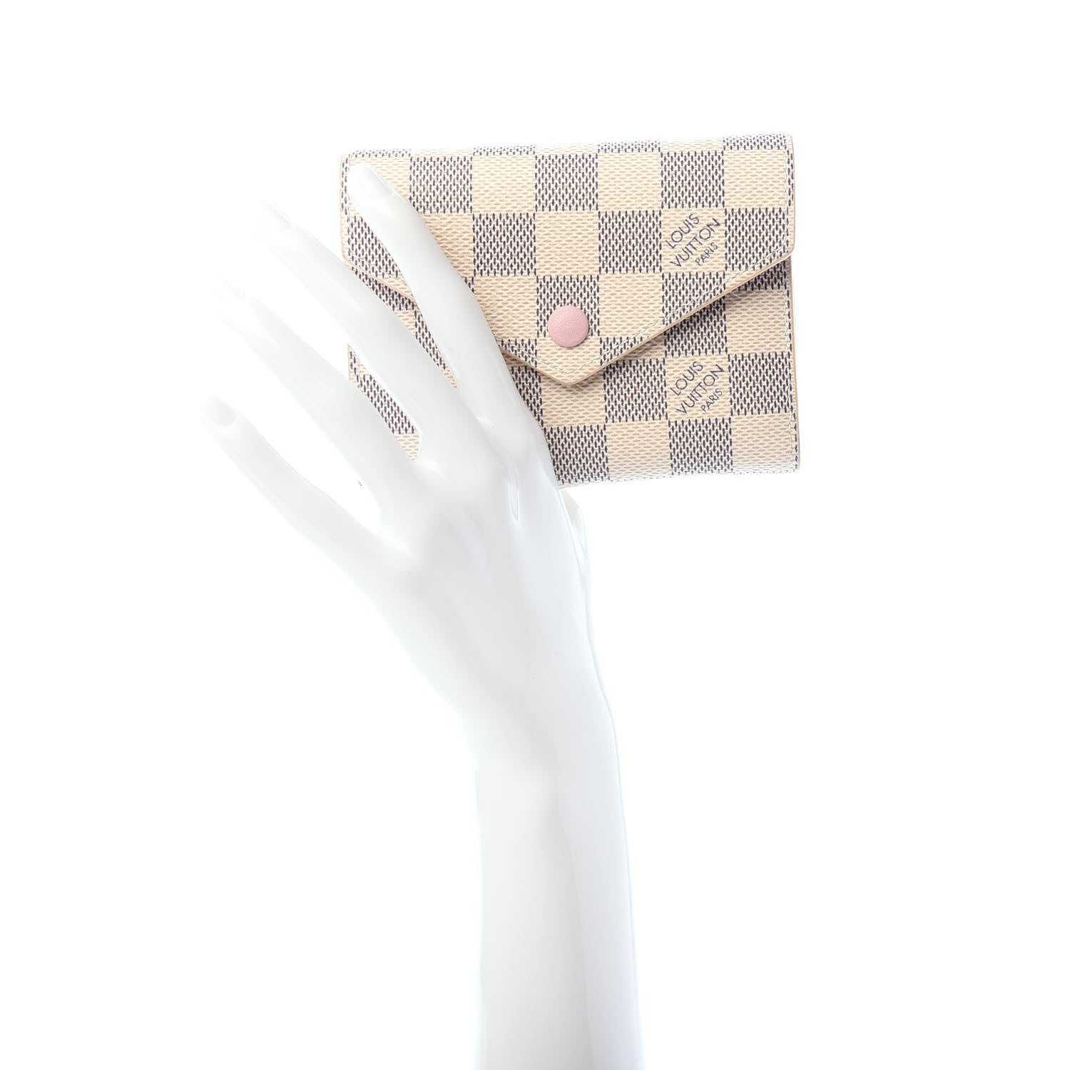 Louis Vuitton Damier Azur Victorine Wallet Rose Ballerine 2 of 8