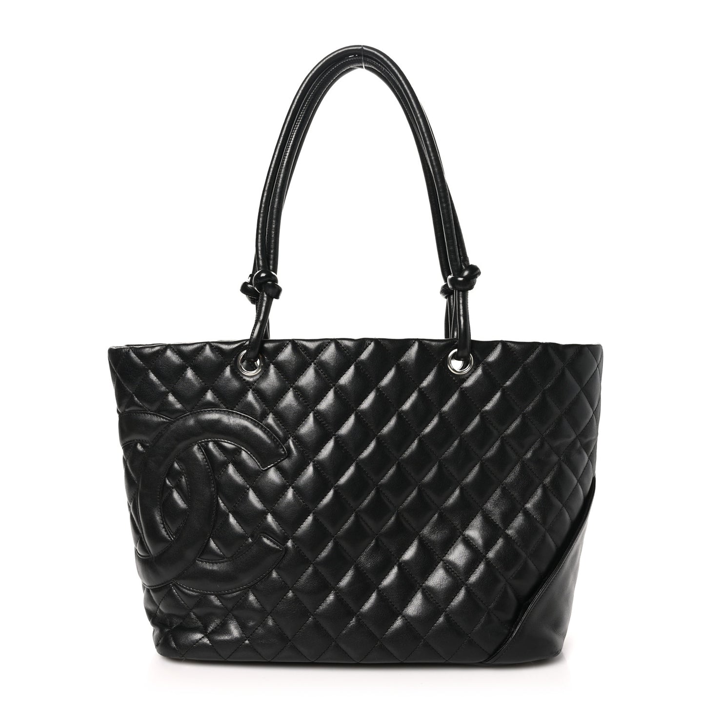 Calfskin Quilted Large Cambon Tote Black