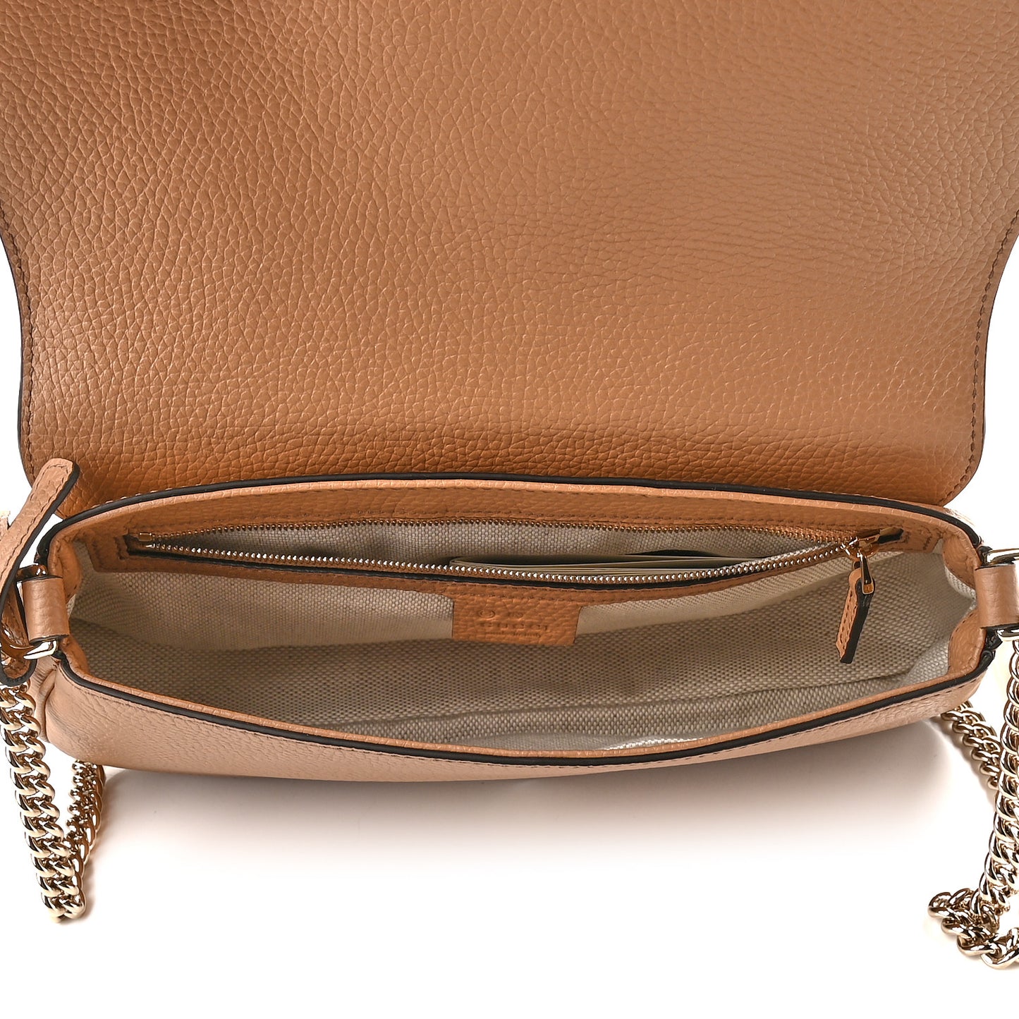 Pebbled Calfskin Medium Soho Flap Crossbody Camelia