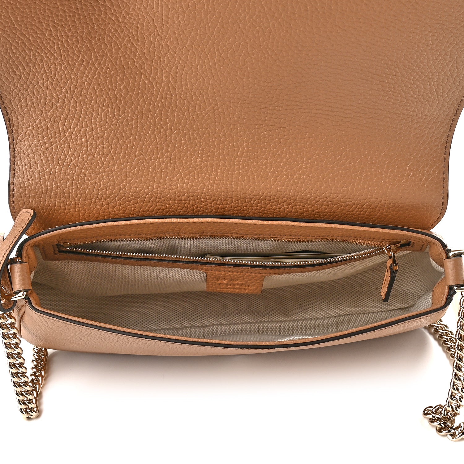 Gucci Pebbled Calfskin Medium Soho Flap Crossbody Camelia 5 of 9