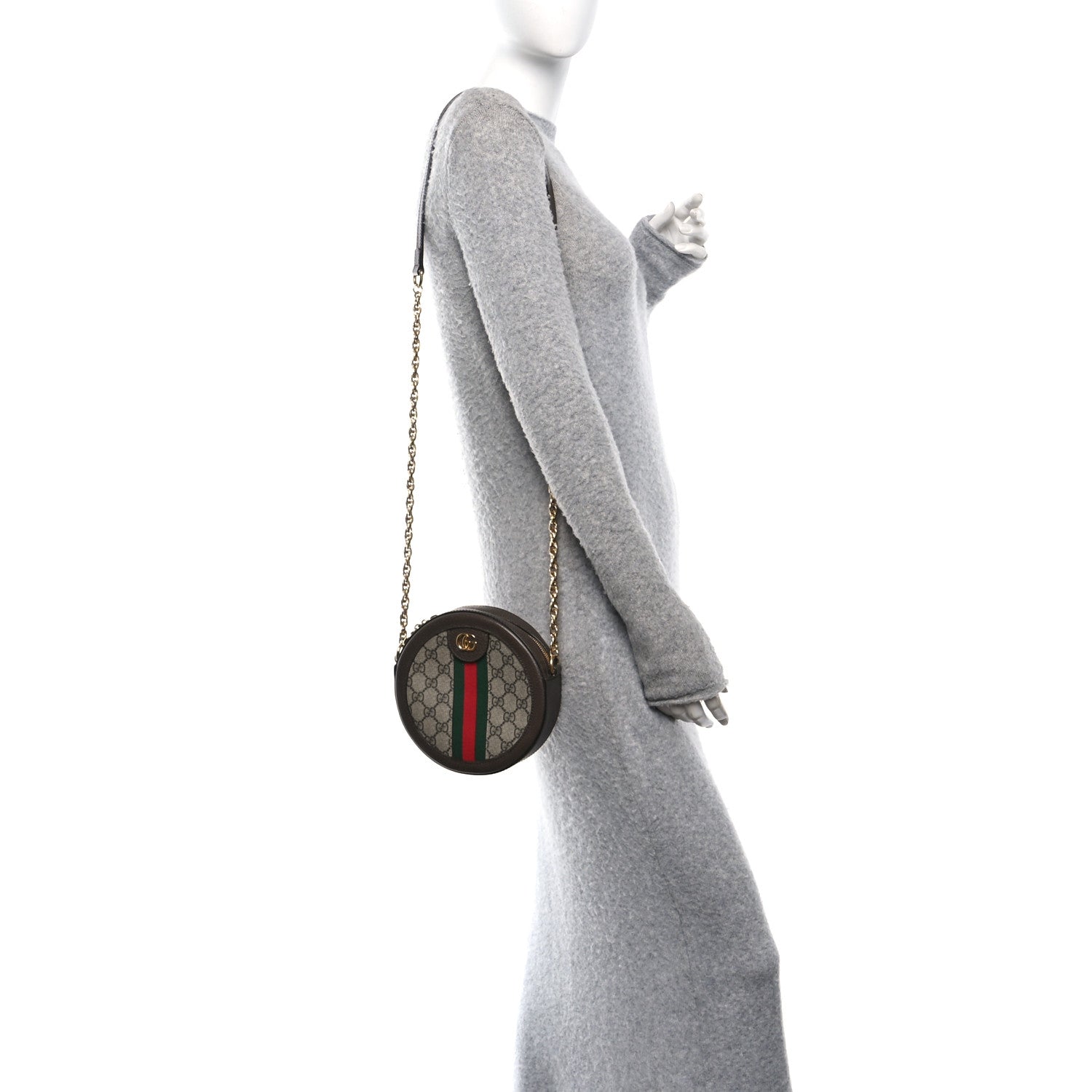 Gucci GG Supreme Monogram Web Mini Ophidia Round Shoulder Bag Brown 2 of 10