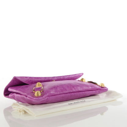 Balenciaga Agneau Giant 21 Gold Hardware Envelope Clutch Magenta 4 of 7