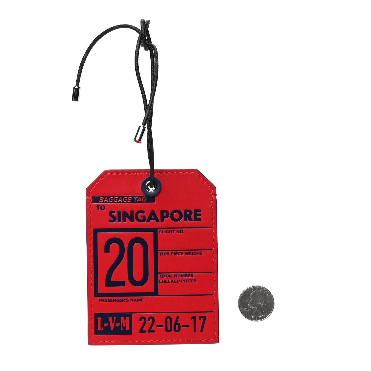 Louis Vuitton Calfskin Singapore Name Tag Red 2 of 4