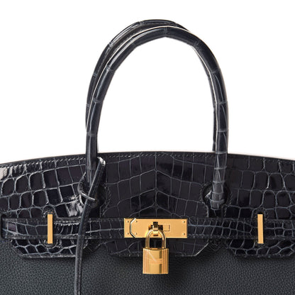 Hermes Togo Shiny Niloticus Crocodile Birkin Touch 30 Vert Rousseau 34 of 36