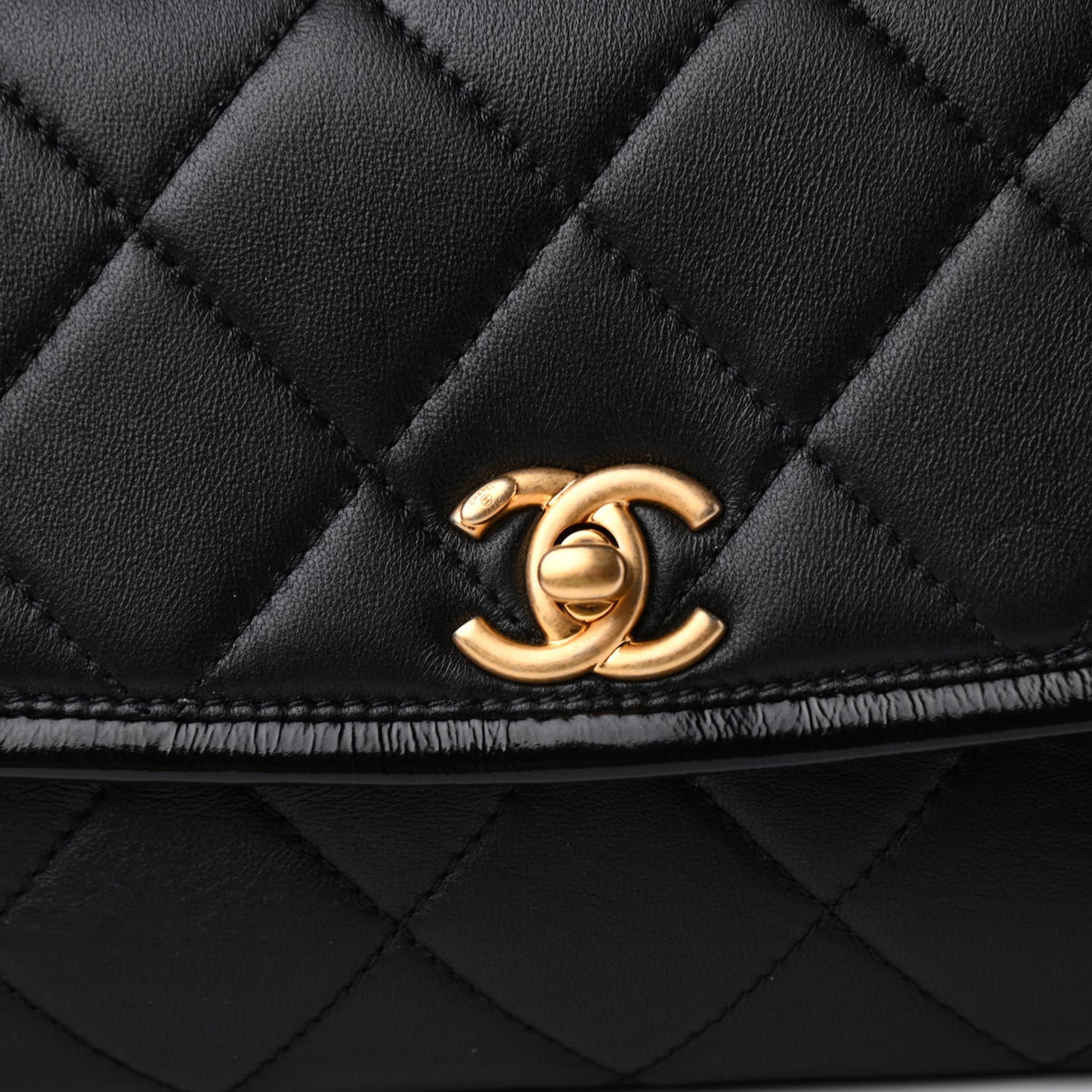 Lambskin Quilted Small La Parisienne Top Handle Flap Black
