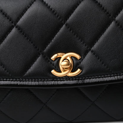 Chanel Lambskin Quilted Small La Parisienne Top Handle Flap Black 10 of 11