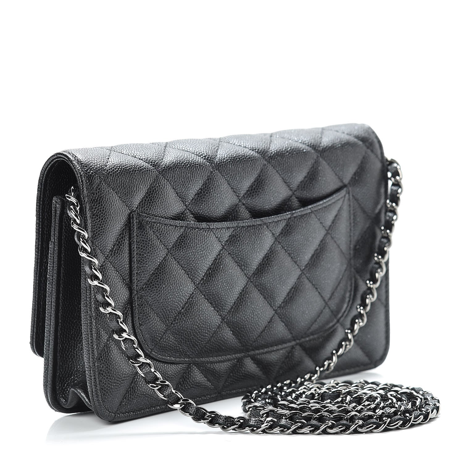 Chanel Iridescent Caviar Quilted Wallet On Chain WOC Black 3 of 14