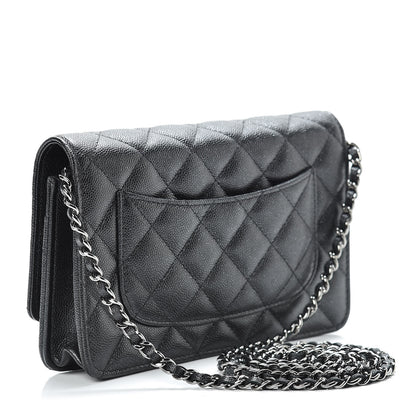 Chanel Iridescent Caviar Quilted Wallet On Chain WOC Black 3 of 14