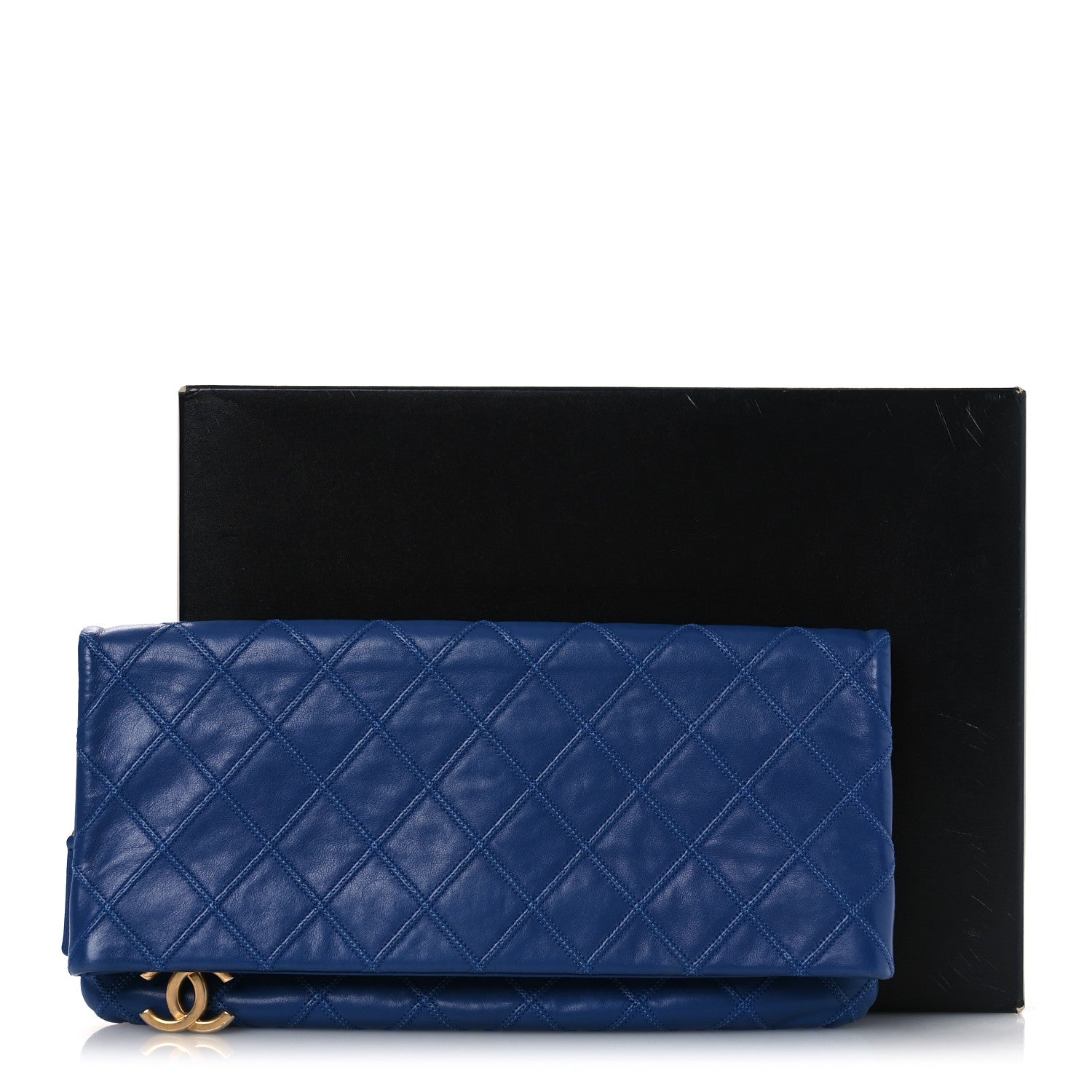 Chanel Calfskin Stitched Thin City Clutch Blue 16 of 16