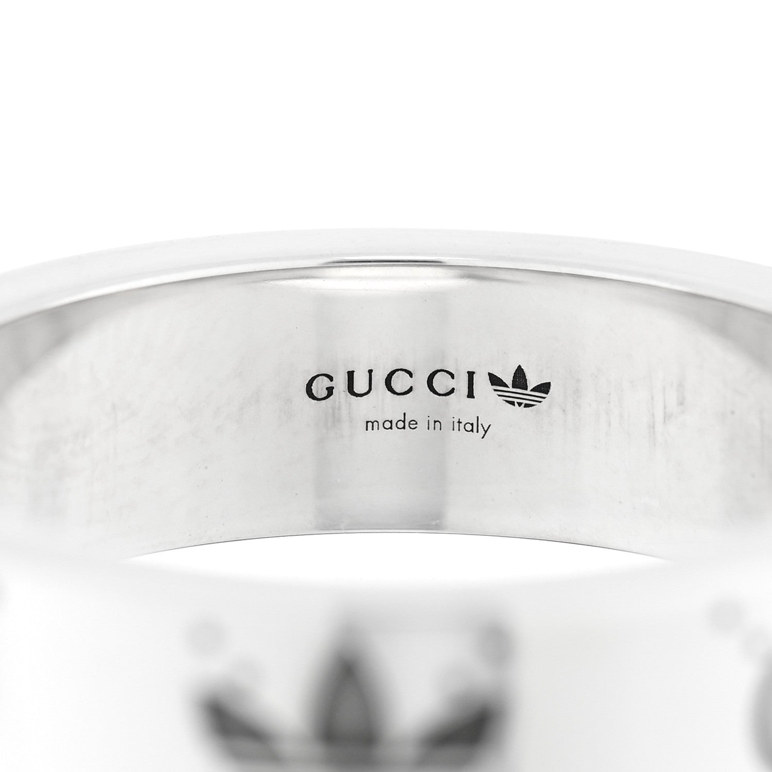 Gucci X ADIDAS Sterling Silver Trefoil GG Monogram Band Ring 61 9.75 4 of 4