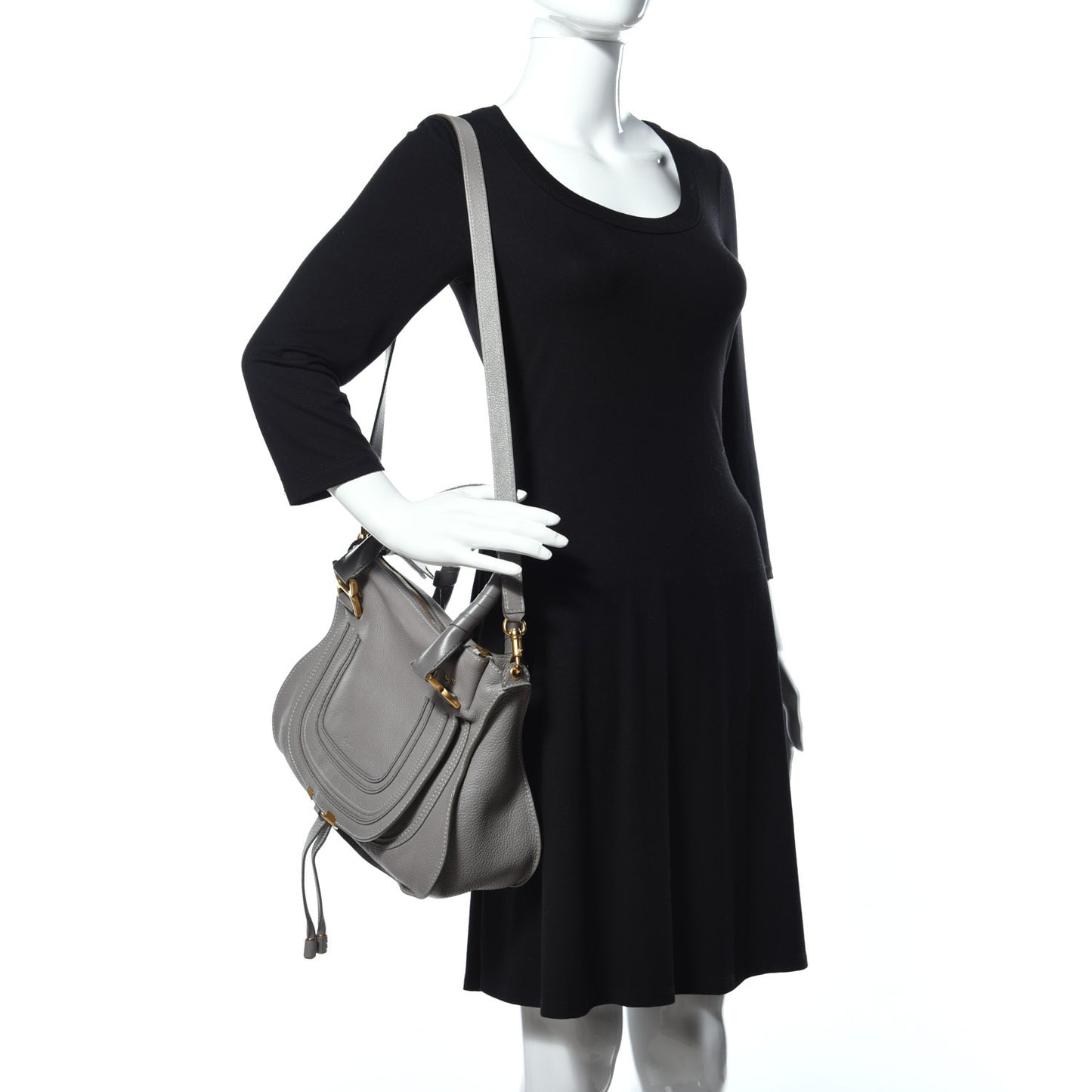 Calfskin Medium Marcie Satchel Cashmere Grey