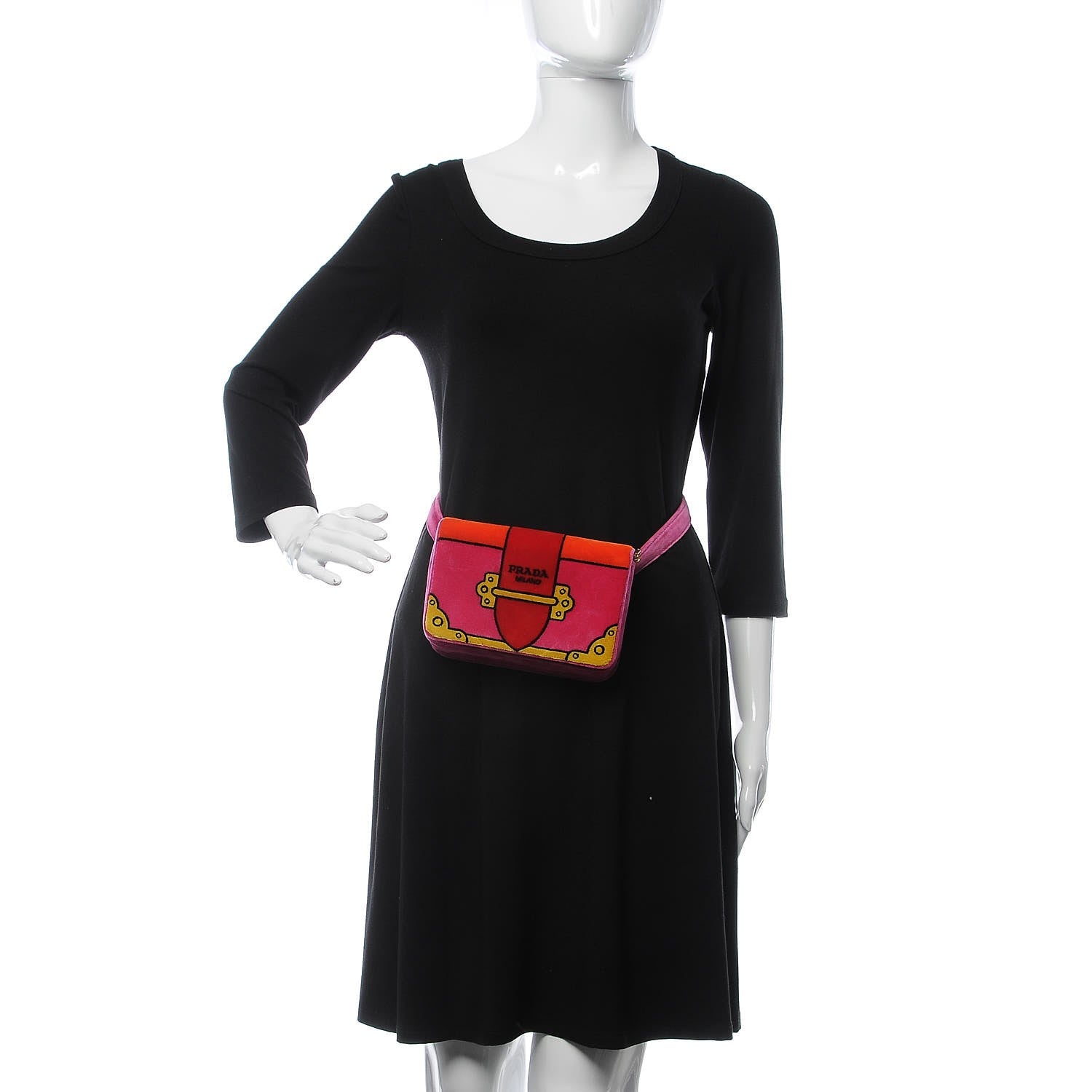 Prada Velluto Ricamo Cahier Belt Bag Fuxia 2 of 7