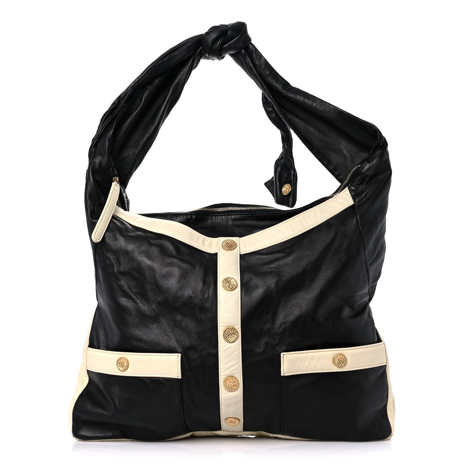 Chanel Lambskin Large Girl Bag Black Beige 1 of 12