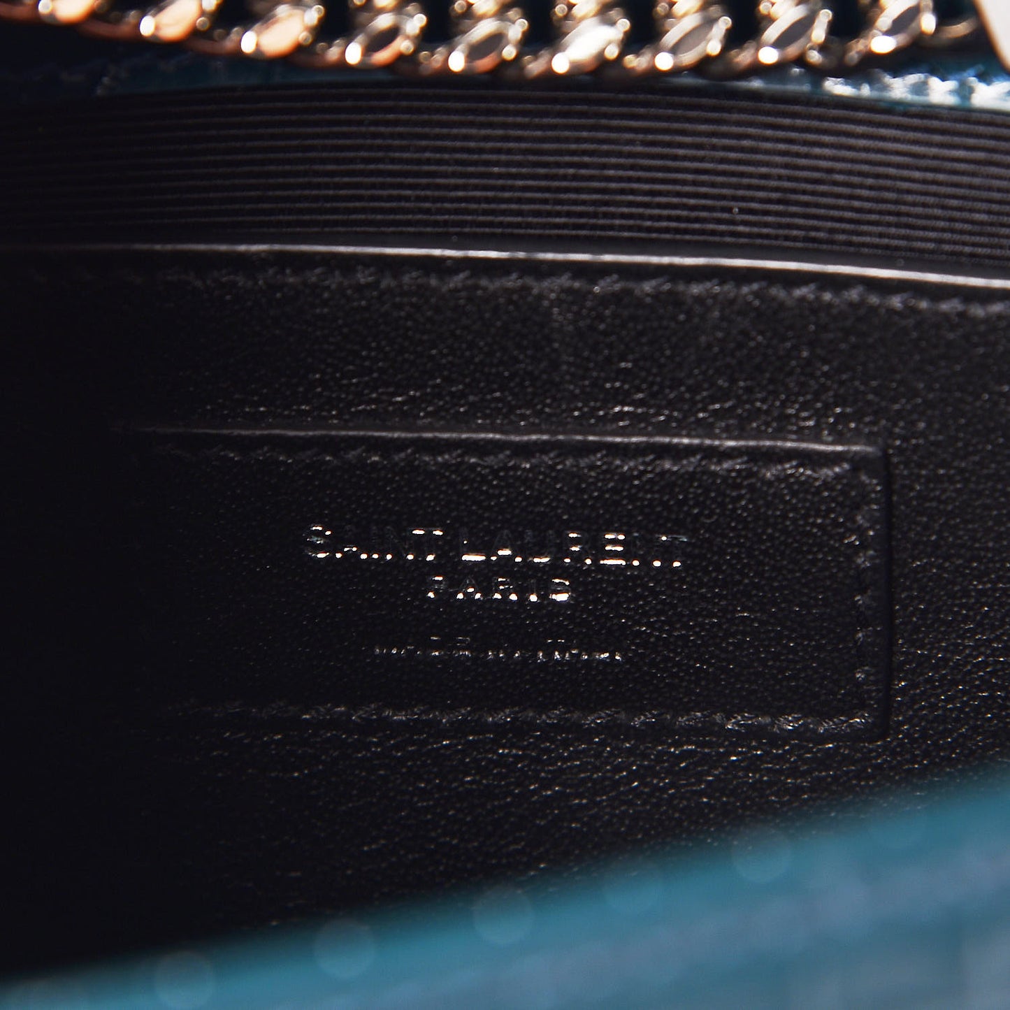 Calfskin Crocodile Embossed Small Classic Monogram Kate Tassel Satchel Dark Green
