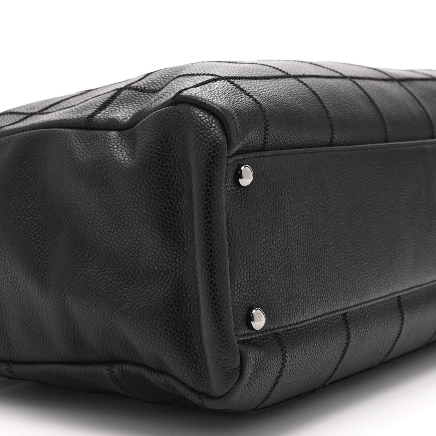 Chanel Caviar Square Stitched Duffel Bag Black 9 of 10