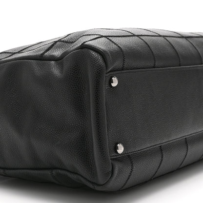 Chanel Caviar Square Stitched Duffel Bag Black 9 of 10