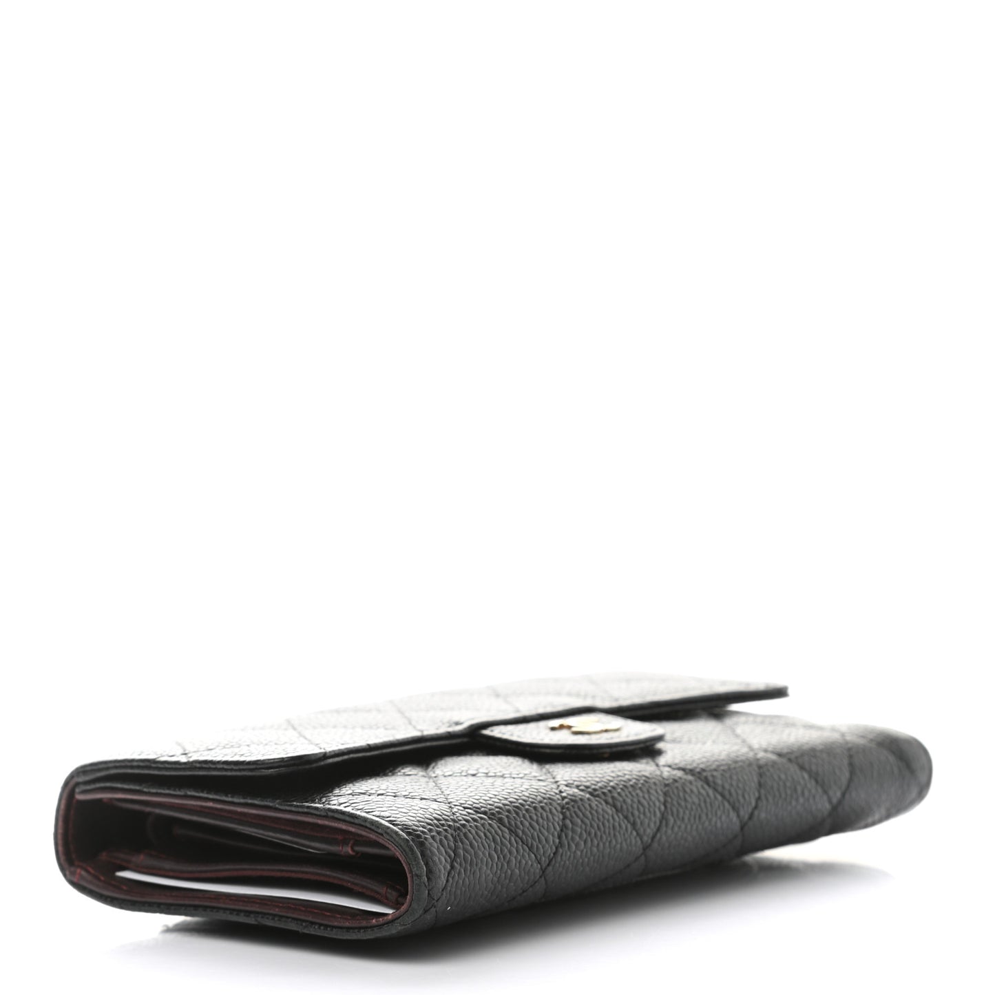 Caviar Quilted Large Flap Wallet Black