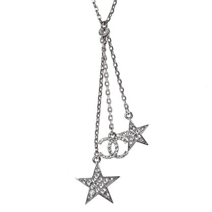 Chanel Crystal Star CC Pendant Necklace Silver 4 of 6