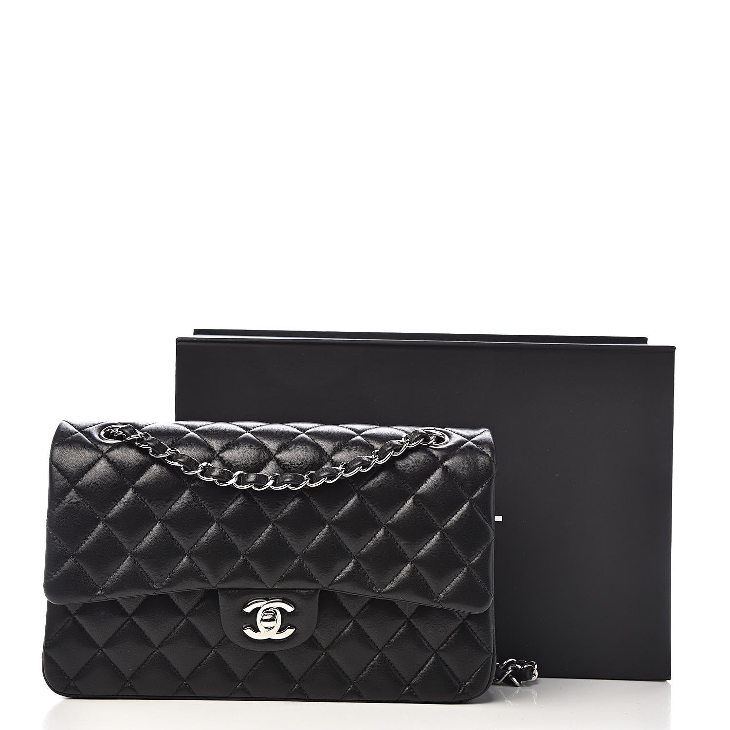 Chanel Lambskin Quilted Medium Double Flap Black 15 of 15