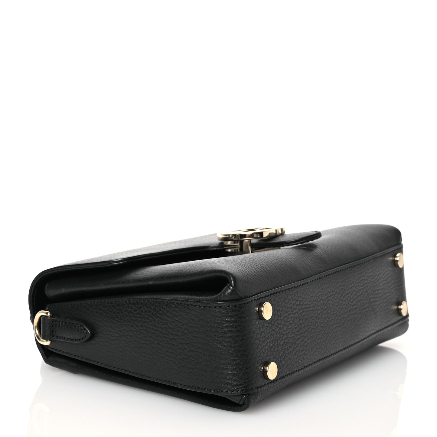 Dollar Calfskin Interlocking G Top Handle Shoulder Bag Black