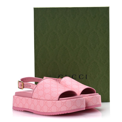 Gucci GG Supreme Monogram Granada Kid Angelina Platform 35mm Slingback Sandals 39 Cotton Candy Dark Cotton Candy Wild Rose 13 of 13