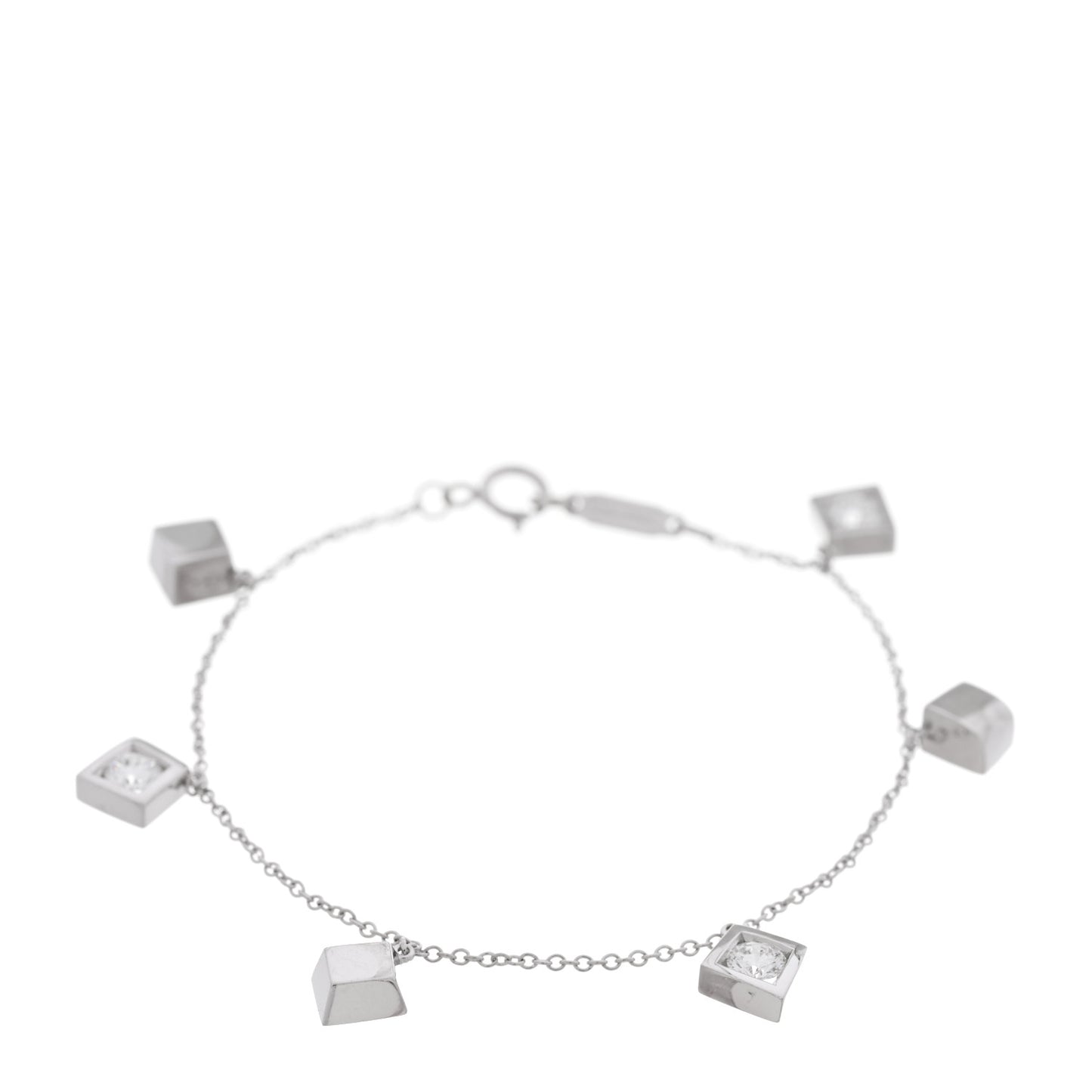 18K White Gold Diamond Frank Gehry Torque Bead Bracelet
