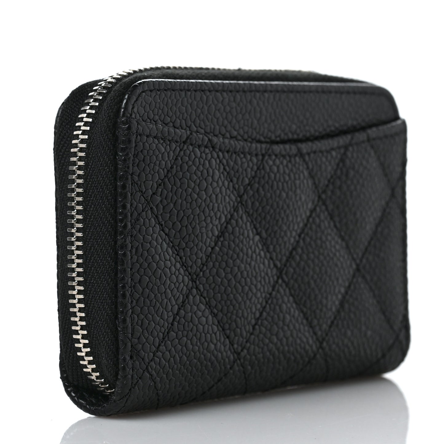 Caviar Quilted Classic Zipped Coin Purse Black
