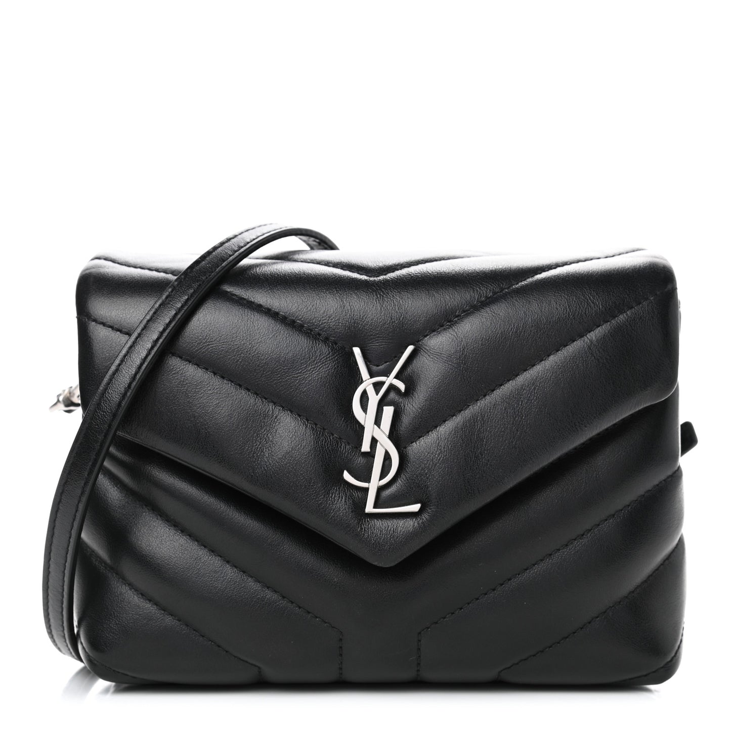 Calfskin Y Quilted Monogram Toy Loulou Crossbody Bag Black