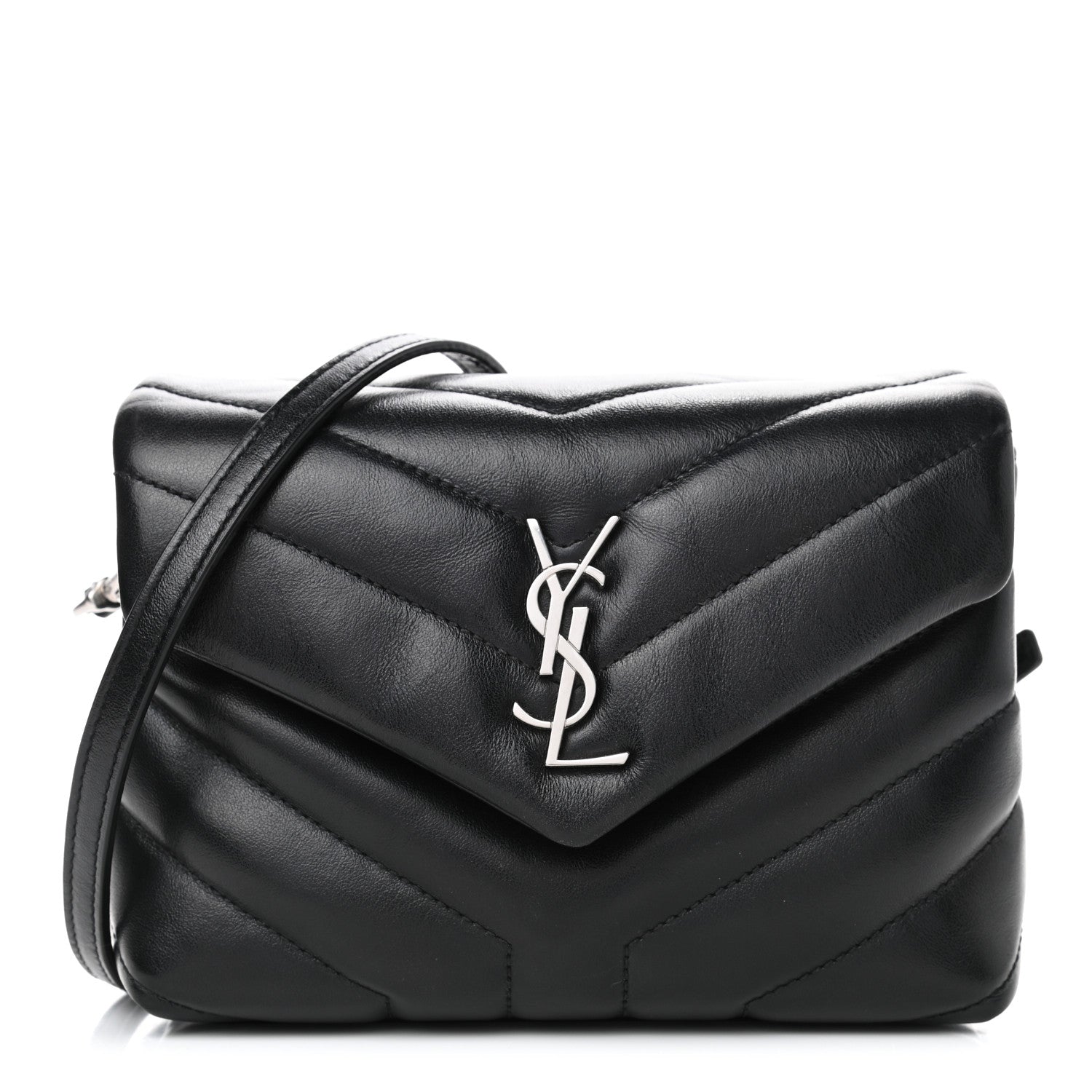 Saint Laurent Calfskin Y Quilted Monogram Toy Loulou Crossbody Bag Black 1 of 4