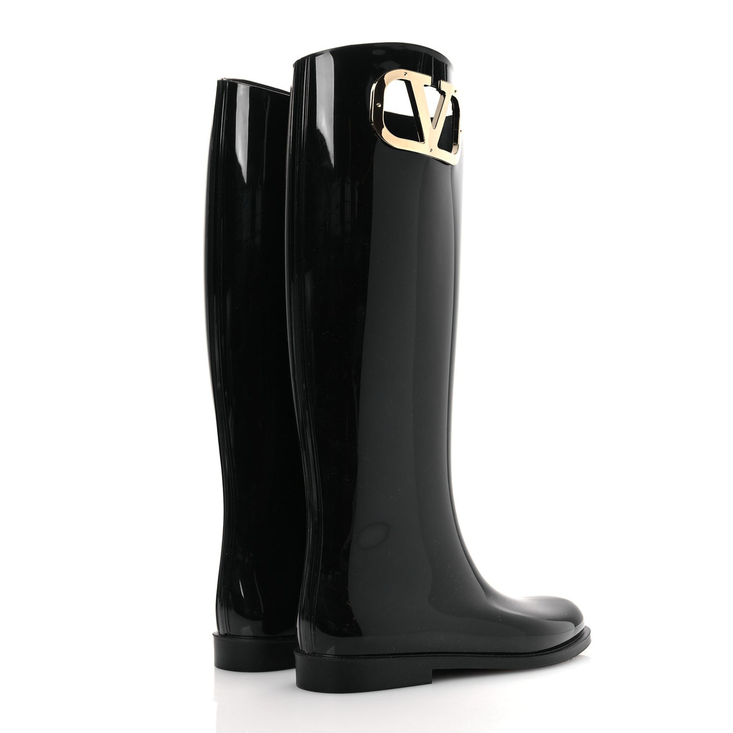 Rubber Vlogo Knee High Rain Boots 39 Black