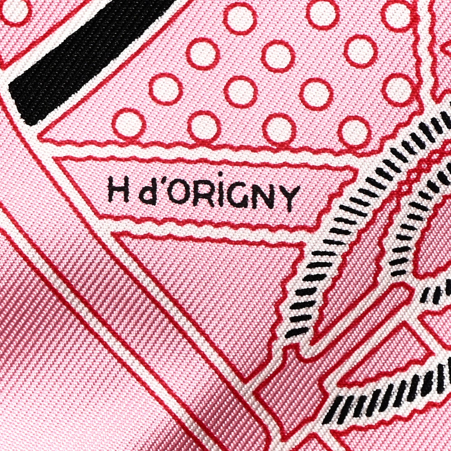 Silk Grand Manege Cut Bandana Love Scarf 70 Rouge Rose Black