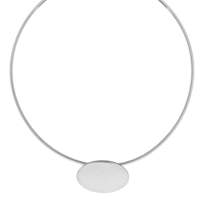 Tiffany Sterling Silver Oval Tag Wire Necklace 1 of 4