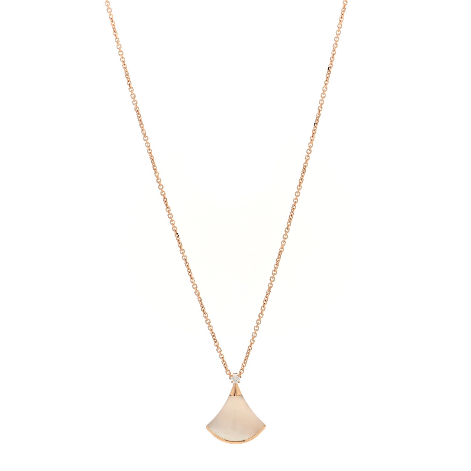 Bulgari 18K Rose Gold Diamond Mother of Pearl Small Divas' Dream Pendant Necklace 1 of 5