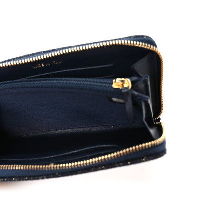 Chanel Lurex Canvas Medium Deauville Zip Around Wallet Navy Blue Gold 5 of 9