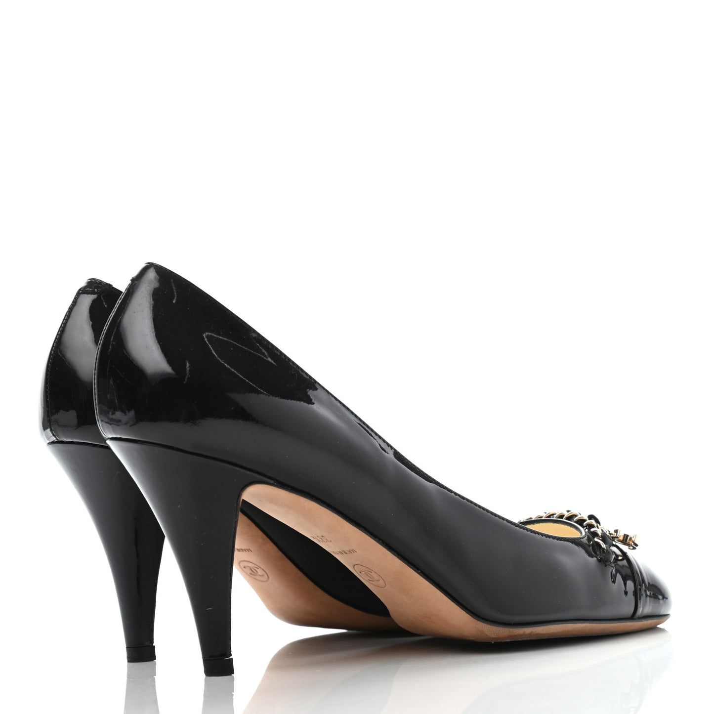 Patent CC Chain Cap Toe Pumps 39.5 Black
