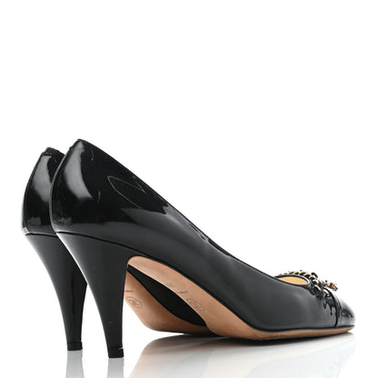Chanel Patent CC Chain Cap Toe Pumps 39.5 Black 4 of 11